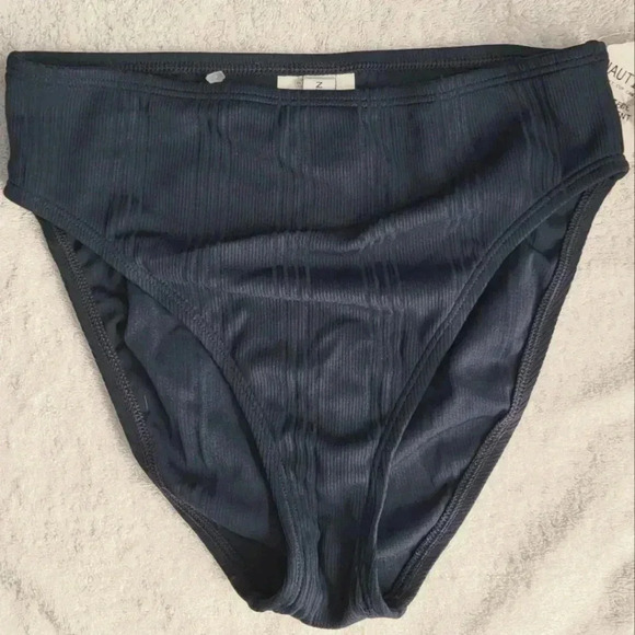 NWT NAUTICA Navy Cadet Blue with textured stripe Swim Bikini Bottom Size 10 - Picture 5 of 5